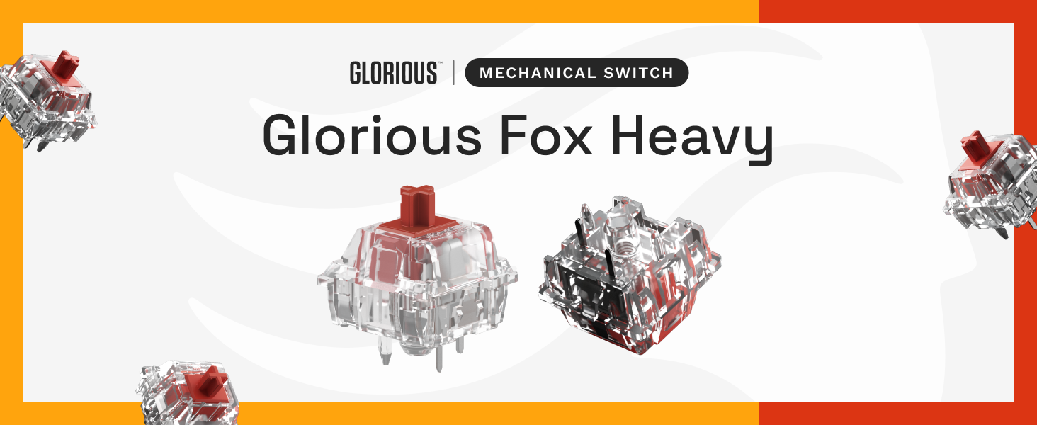 A large marketing image providing additional information about the product Glorious Fox Switch Set - Heavy - Additional alt info not provided